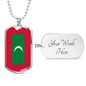 Maldives Flag Necklace Stainless Steel or 18k Gold Dog Tag 24" Chain-Express Your Love Gifts
