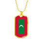 Maldives Flag Necklace Stainless Steel or 18k Gold Dog Tag 24" Chain-Express Your Love Gifts