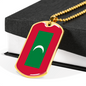 Maldives Flag Necklace Stainless Steel or 18k Gold Dog Tag 24" Chain-Express Your Love Gifts