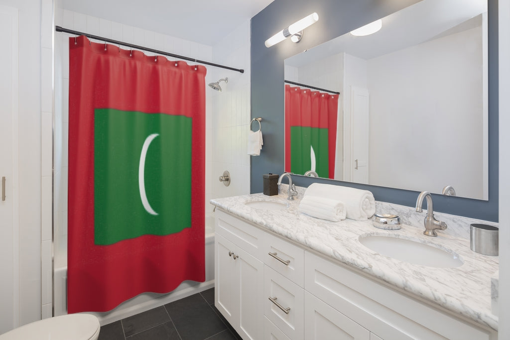 Maldives Flag Stylish Design 71" x 74" Elegant Waterproof Shower Curtain for a Spa-like Bathroom Paradise Exceptional Craftsmanship-Express Your Love Gifts