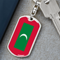 Maldives Flag Swivel Keychain Dog Tag Stainless Steel or 18k Gold-Express Your Love Gifts