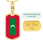 Maldives Flag Swivel Keychain Dog Tag Stainless Steel or 18k Gold-Express Your Love Gifts
