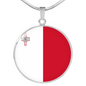 Malta Flag Necklace Circle Pendant Stainless Steel or 18k Gold 18-22"-Express Your Love Gifts