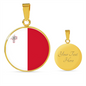 Malta Flag Necklace Circle Pendant Stainless Steel or 18k Gold 18-22"-Express Your Love Gifts