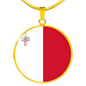 Malta Flag Necklace Circle Pendant Stainless Steel or 18k Gold 18-22"-Express Your Love Gifts