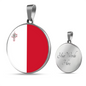 Malta Flag Necklace Circle Pendant Stainless Steel or 18k Gold 18-22"-Express Your Love Gifts