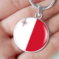 Malta Flag Necklace Circle Pendant Stainless Steel or 18k Gold 18-22"-Express Your Love Gifts