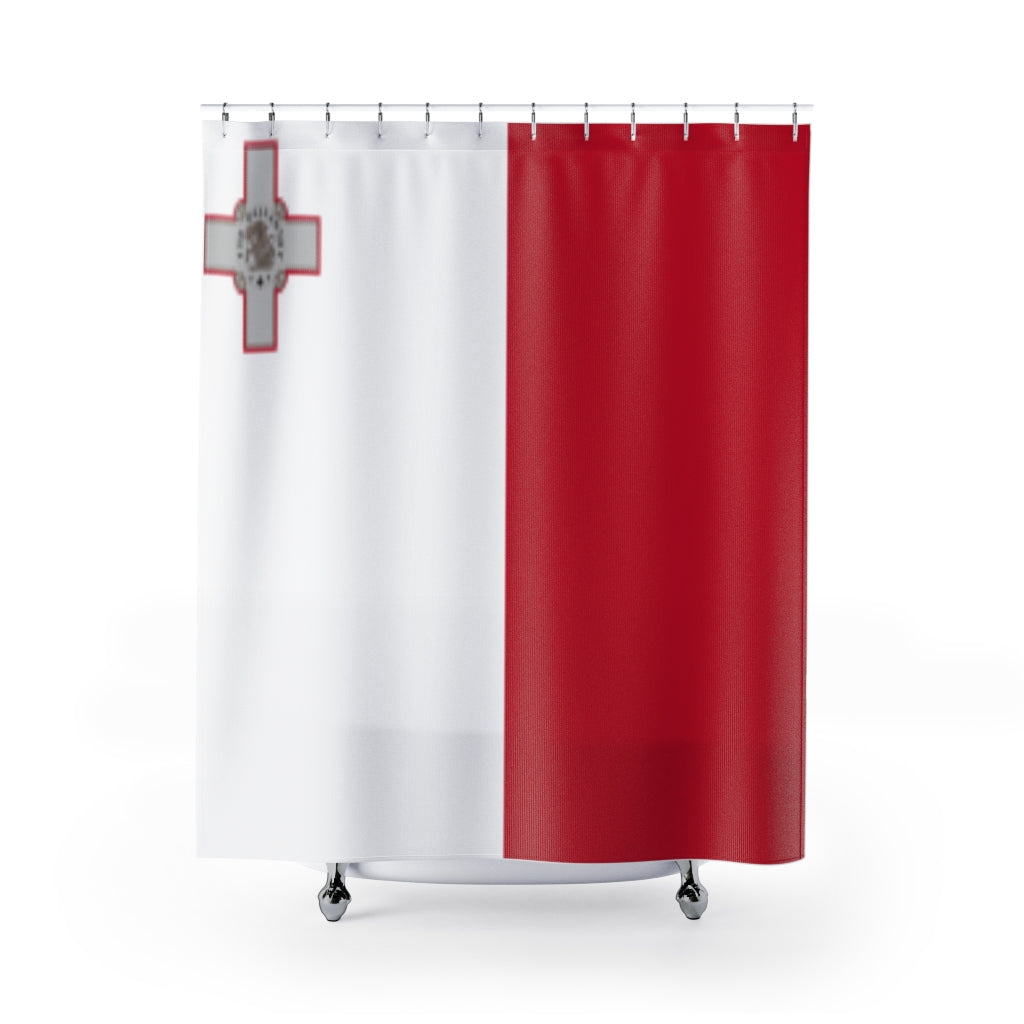 Malta Flag Stylish Design 71" x 74" Elegant Waterproof Shower Curtain for a Spa-like Bathroom Paradise Exceptional Craftsmanship-Express Your Love Gifts