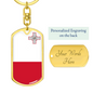 Malta Flag Swivel Keychain Dog Tag Stainless Steel or 18k Gold-Express Your Love Gifts
