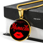 Mamacita Red Lips Necklace Spanish Hot Mama Circle Pendant Stainless Steel or 18k Gold 18-22"-Express Your Love Gifts