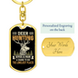 Man Deer Hunter'S Keychain Gift Stainless Steel or 18k Gold Dog Tag Keyring-Express Your Love Gifts