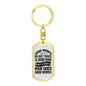 Man Does Good Works Keychain Stainless Steel or 18k Gold Dog Tag Keyring-Express Your Love Gifts