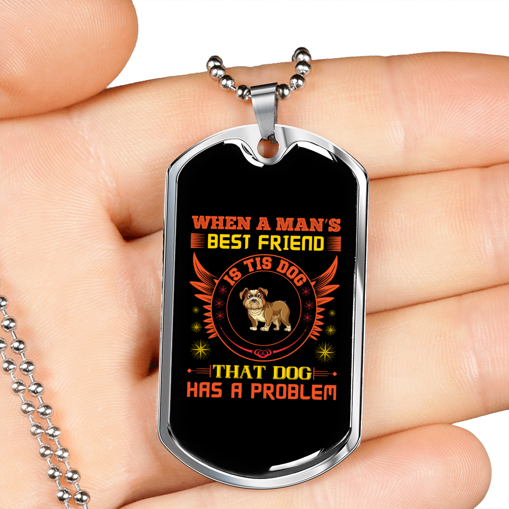 Man's Best Friend Necklace Stainless Steel or 18k Gold Dog Tag 24" Chain-Express Your Love Gifts