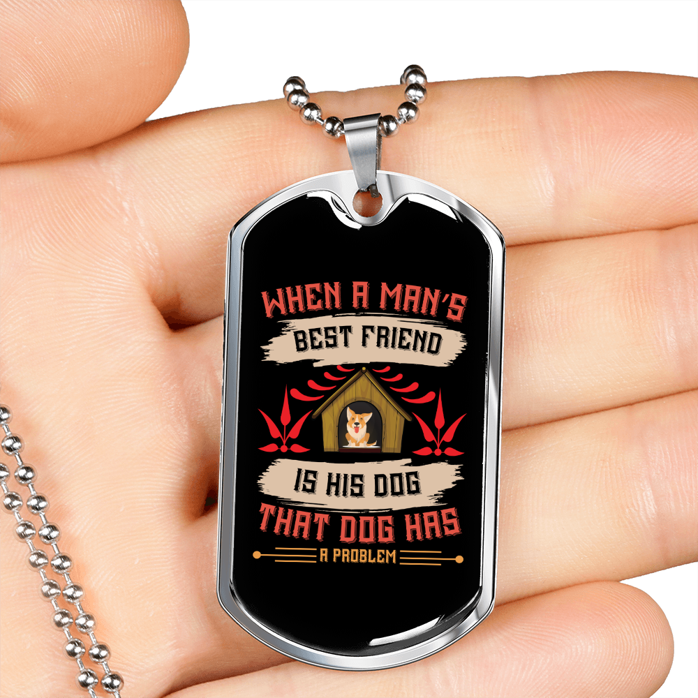 Man's Best Friend Pink Necklace Stainless Steel or 18k Gold Dog Tag 24" Chain-Express Your Love Gifts