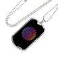 Mandala Art Purple Zodiac Necklace Stainless Steel or 18k Gold Dog Tag 24" Chain-Express Your Love Gifts