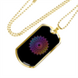 Mandala Art Purple Zodiac Necklace Stainless Steel or 18k Gold Dog Tag 24" Chain-Express Your Love Gifts