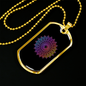 Mandala Art Purple Zodiac Necklace Stainless Steel or 18k Gold Dog Tag 24" Chain-Express Your Love Gifts