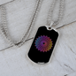 Mandala Art Purple Zodiac Necklace Stainless Steel or 18k Gold Dog Tag 24" Chain-Express Your Love Gifts