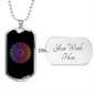 Mandala Art Purple Zodiac Necklace Stainless Steel or 18k Gold Dog Tag 24" Chain-Express Your Love Gifts