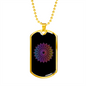 Mandala Art Purple Zodiac Necklace Stainless Steel or 18k Gold Dog Tag 24" Chain-Express Your Love Gifts