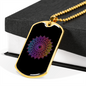 Mandala Art Purple Zodiac Necklace Stainless Steel or 18k Gold Dog Tag 24" Chain-Express Your Love Gifts