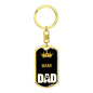 Manx Cat Dad King Keychain Stainless Steel or 18k Gold-Express Your Love Gifts