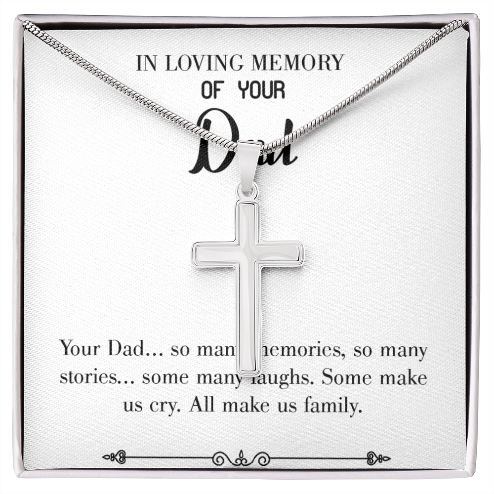 Many Stories Dad Memorial Gift Dad Memorial Cross Necklace Sympathy Gift Loss of Father Condolence Message Card Message Card-Express Your Love Gifts