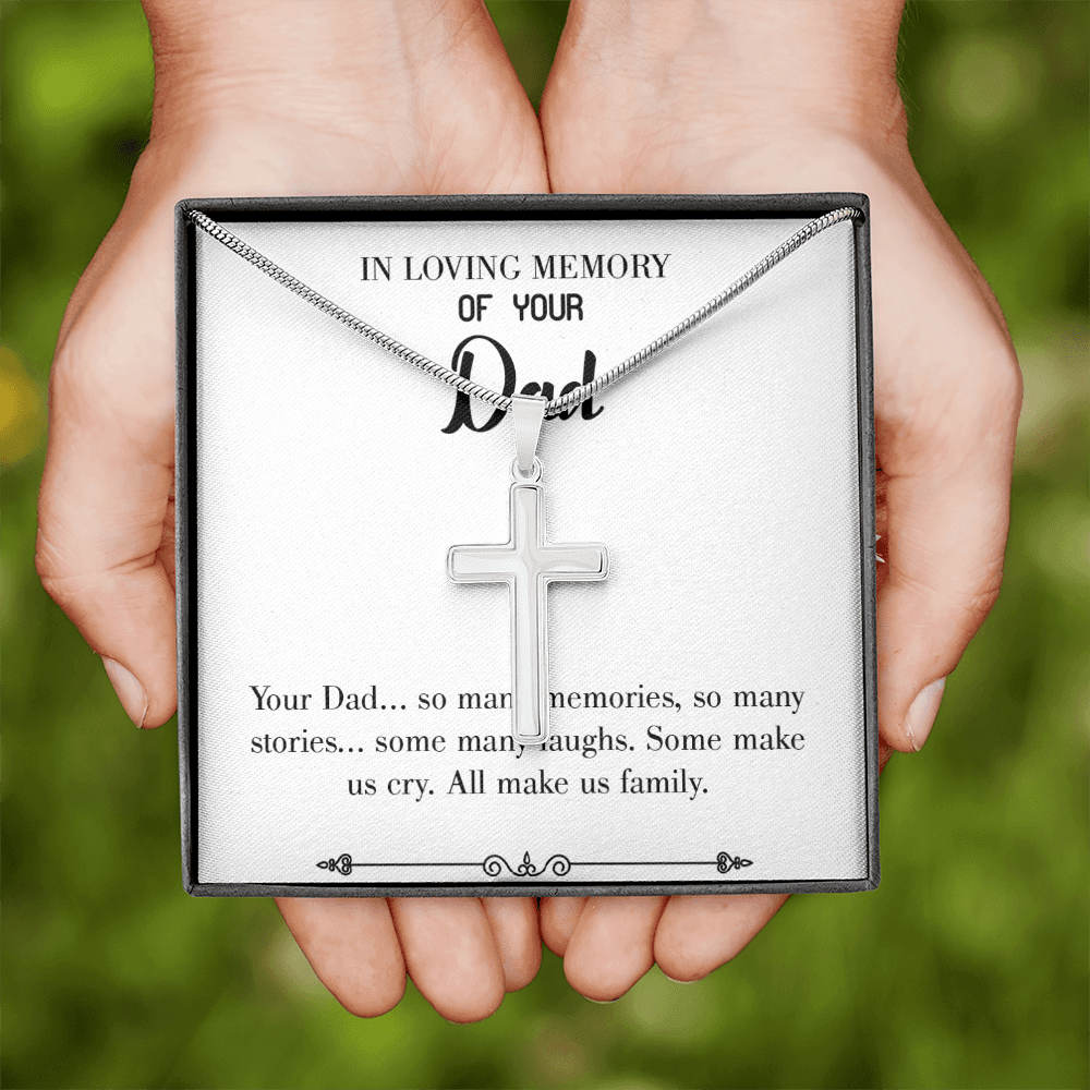 Many Stories Dad Memorial Gift Dad Memorial Cross Necklace Sympathy Gift Loss of Father Condolence Message Card Message Card-Express Your Love Gifts