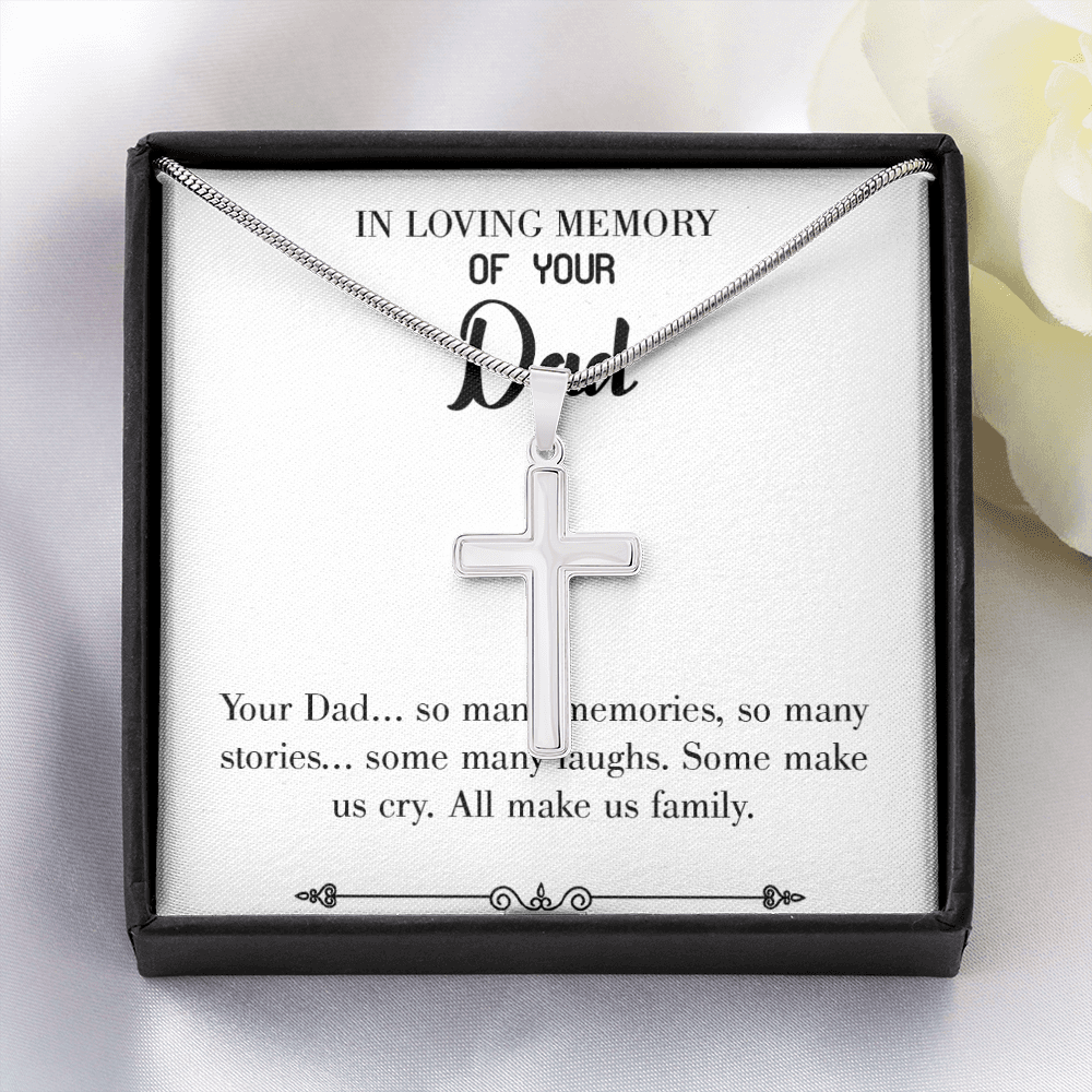 Many Stories Dad Memorial Gift Dad Memorial Cross Necklace Sympathy Gift Loss of Father Condolence Message Card Message Card-Express Your Love Gifts