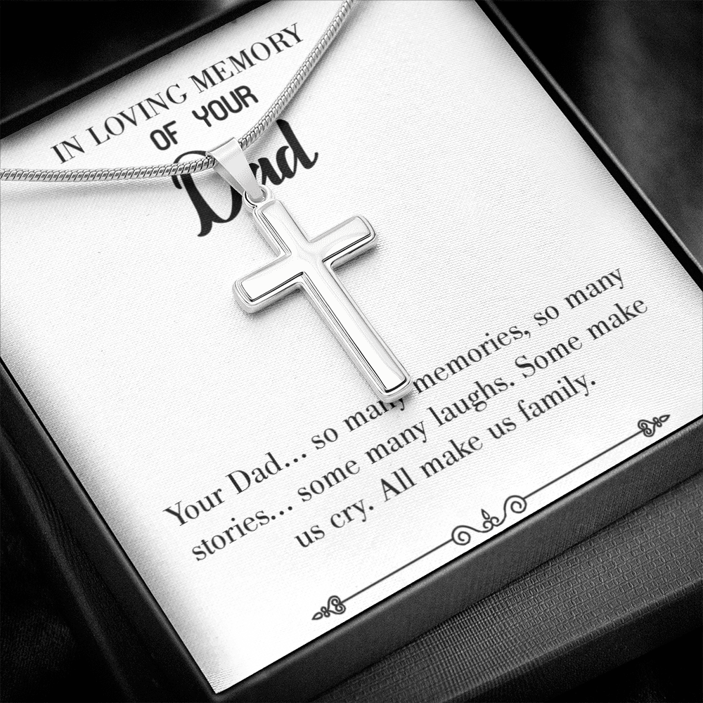 Many Stories Dad Memorial Gift Dad Memorial Cross Necklace Sympathy Gift Loss of Father Condolence Message Card Message Card-Express Your Love Gifts