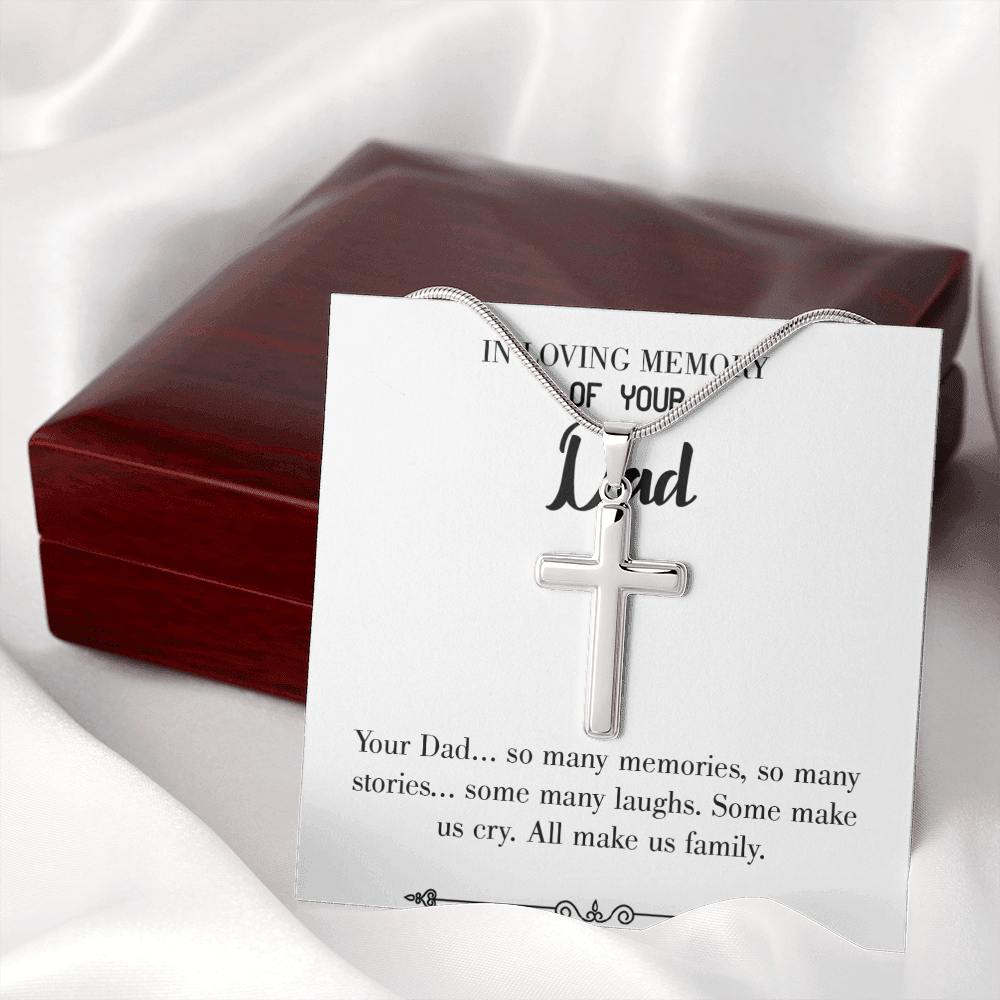 Many Stories Dad Memorial Gift Dad Memorial Cross Necklace Sympathy Gift Loss of Father Condolence Message Card Message Card-Express Your Love Gifts