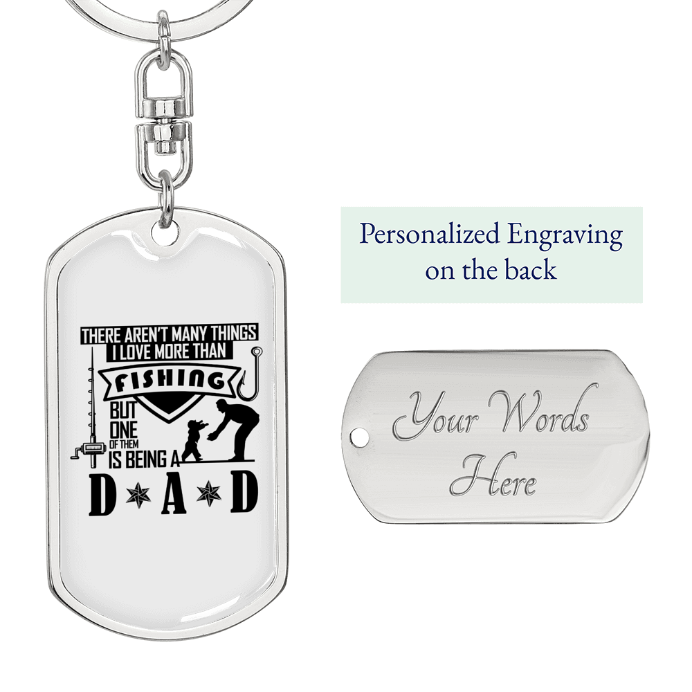Many Things I Love Fishing Keychain Stainless Steel or 18k Gold Dog Tag Keyring-Express Your Love Gifts