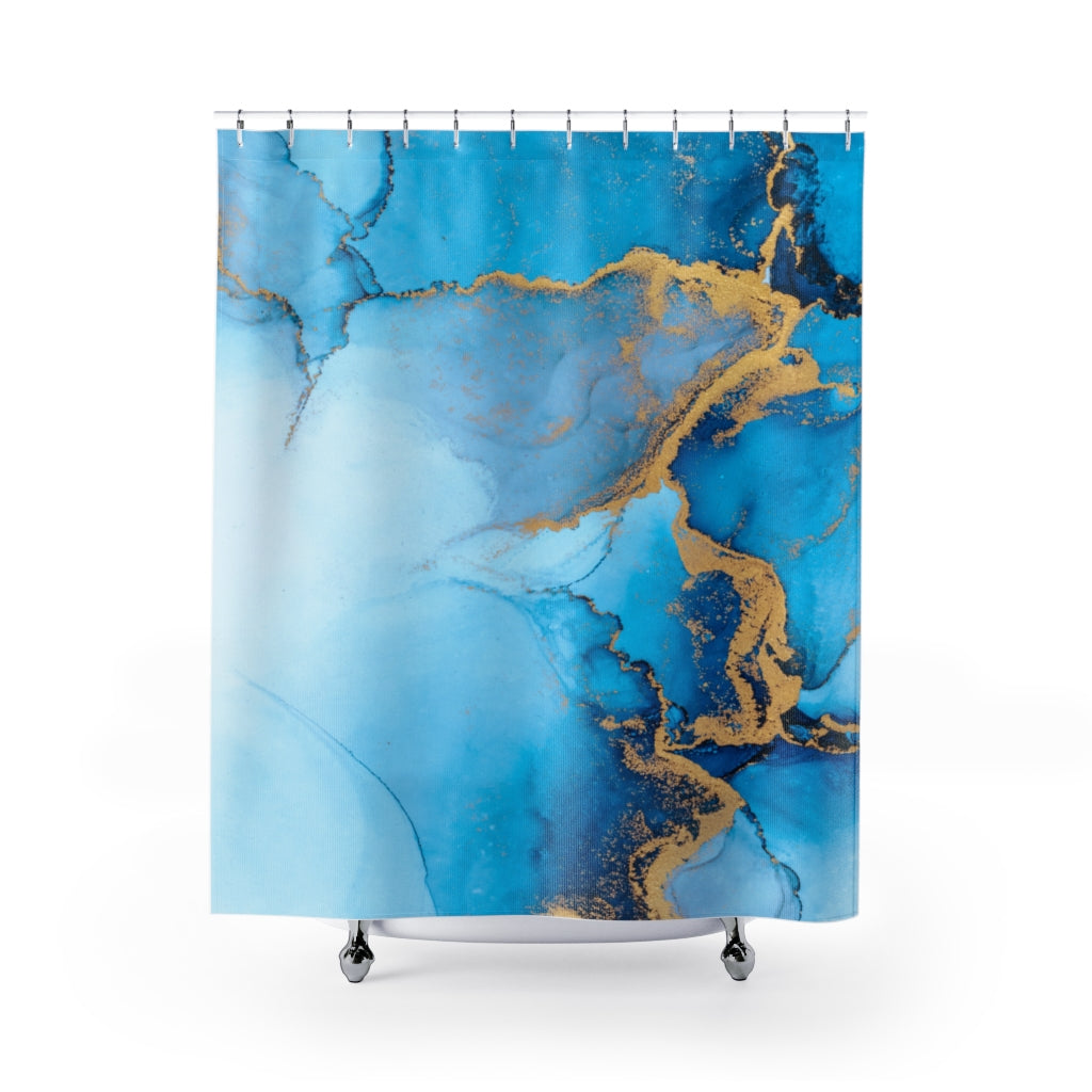 Marble Liquid Ink Blue Stylish Design 71" x 74" Elegant Waterproof Shower Curtain for a Spa-like Bathroom Paradise Exceptional Craftsmanship-Express Your Love Gifts