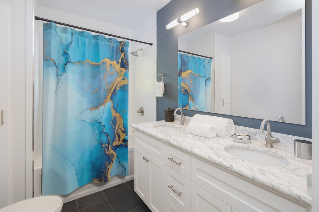 Marble Liquid Ink Blue Stylish Design 71" x 74" Elegant Waterproof Shower Curtain for a Spa-like Bathroom Paradise Exceptional Craftsmanship-Express Your Love Gifts