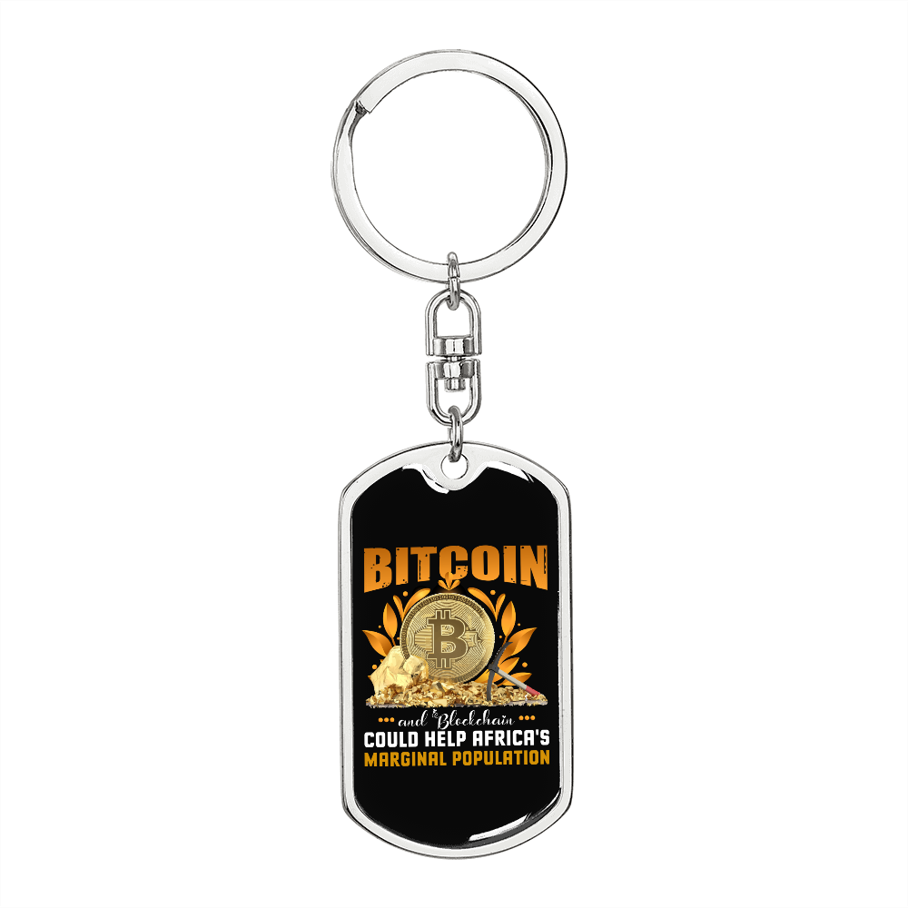 Marginal Population Crypto Keychain Stainless Steel or 18k Gold Dog Tag Keyring-Express Your Love Gifts