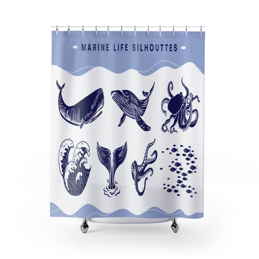 Marine Life Set Stylish Design 71" x 74" Elegant Waterproof Shower Curtain for a Spa-like Bathroom Paradise Exceptional Craftsmanship-Express Your Love Gifts