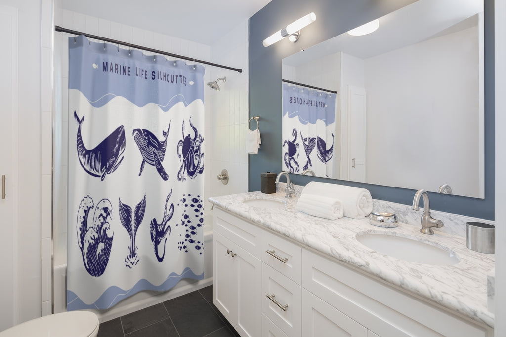 Marine Life Set Stylish Design 71" x 74" Elegant Waterproof Shower Curtain for a Spa-like Bathroom Paradise Exceptional Craftsmanship-Express Your Love Gifts