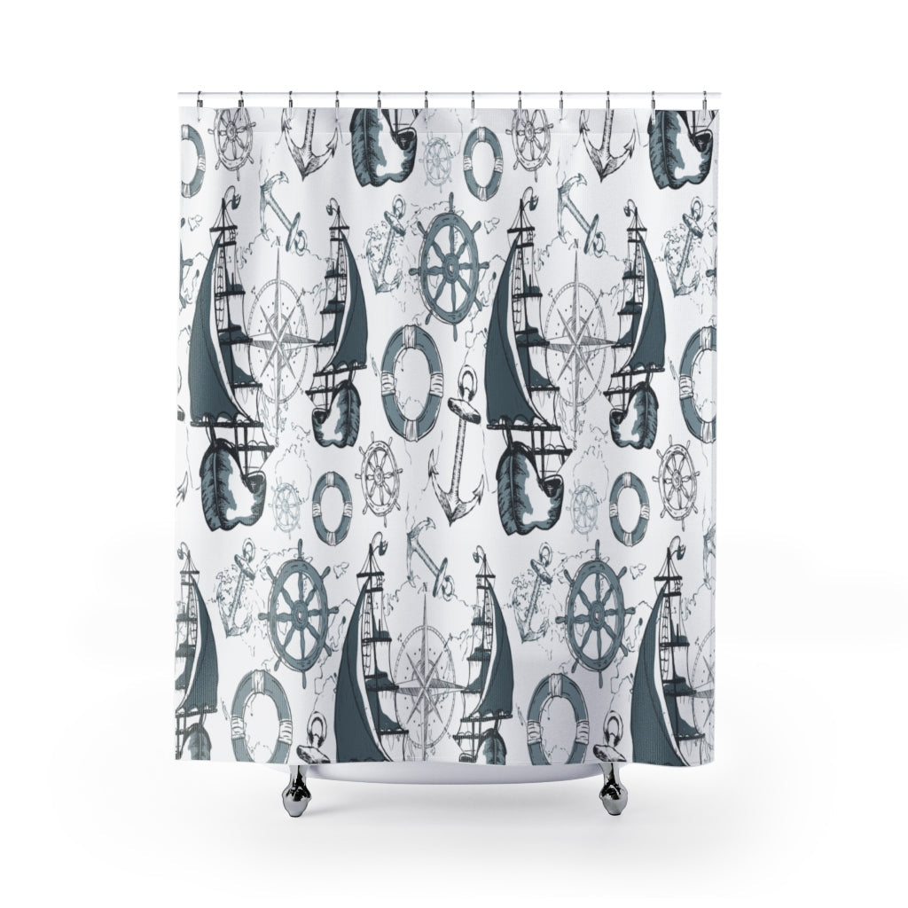 Maritime Pattern Design Stylish Design 71" x 74" Elegant Waterproof Shower Curtain for a Spa-like Bathroom Paradise Exceptional Craftsmanship-Express Your Love Gifts