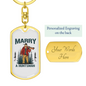Marry A Huntsman Keychain Stainless Steel or 18k Gold Dog Tag Keyring-Express Your Love Gifts
