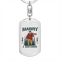 Marry A Huntsman Keychain Stainless Steel or 18k Gold Dog Tag Keyring-Express Your Love Gifts