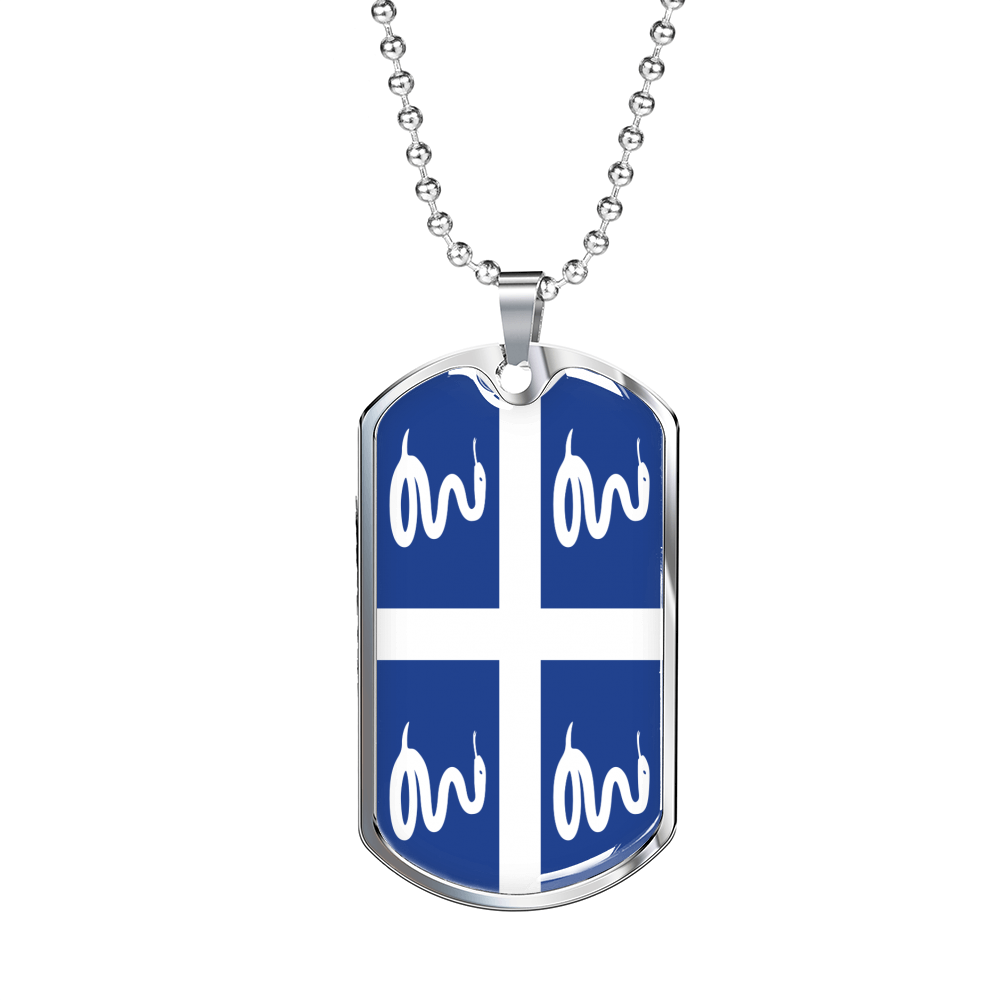 Martinique Flag Necklace Stainless Steel or 18k Gold Dog Tag 24" Chain-Express Your Love Gifts