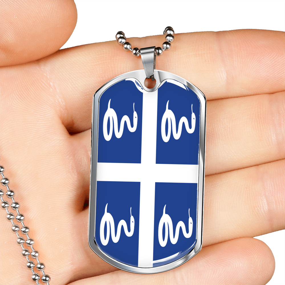 Martinique Flag Necklace Stainless Steel or 18k Gold Dog Tag 24" Chain-Express Your Love Gifts