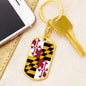 Maryland State Flag Keychain Dog Tag Stainless Steel or 18k Gold-Express Your Love Gifts