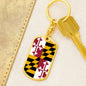 Maryland State Flag Keychain Dog Tag Stainless Steel or 18k Gold-Express Your Love Gifts