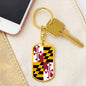 Maryland State Flag Keychain Dog Tag Stainless Steel or 18k Gold-Express Your Love Gifts