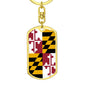 Maryland State Flag Keychain Dog Tag Stainless Steel or 18k Gold-Express Your Love Gifts