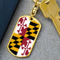 Maryland State Flag Keychain Dog Tag Stainless Steel or 18k Gold-Express Your Love Gifts