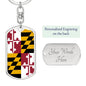 Maryland State Flag Keychain Dog Tag Stainless Steel or 18k Gold-Express Your Love Gifts