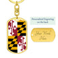 Maryland State Flag Keychain Dog Tag Stainless Steel or 18k Gold-Express Your Love Gifts