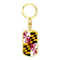 Maryland State Flag Keychain Dog Tag Stainless Steel or 18k Gold-Express Your Love Gifts